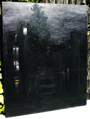 Ernst Voss - New York Nocturnes, olieverf op doek (2x) kopen? Bied vanaf 500!
