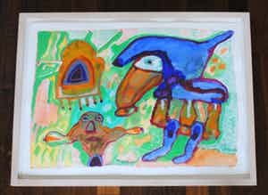 Lucebert - Gemengde techniek op papier uit 1993 - z.t. - ingelijst verkocht voor € 2150!