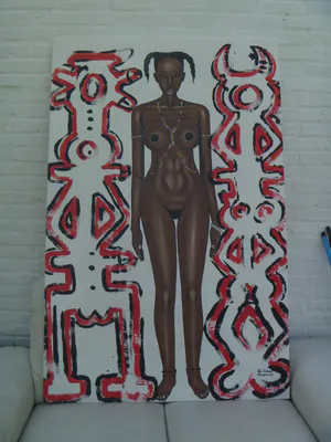 Peter Klashorst - afgeprijst : UNIEK : zeer groot schilderij van een naakte afrikaanse dame , kopen? Bied vanaf 575!