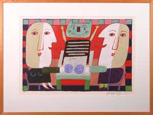 Wouter Stips - Zeefdruk, Delftsblauw... en ik van jou - Ingelijst verkocht voor € 50!