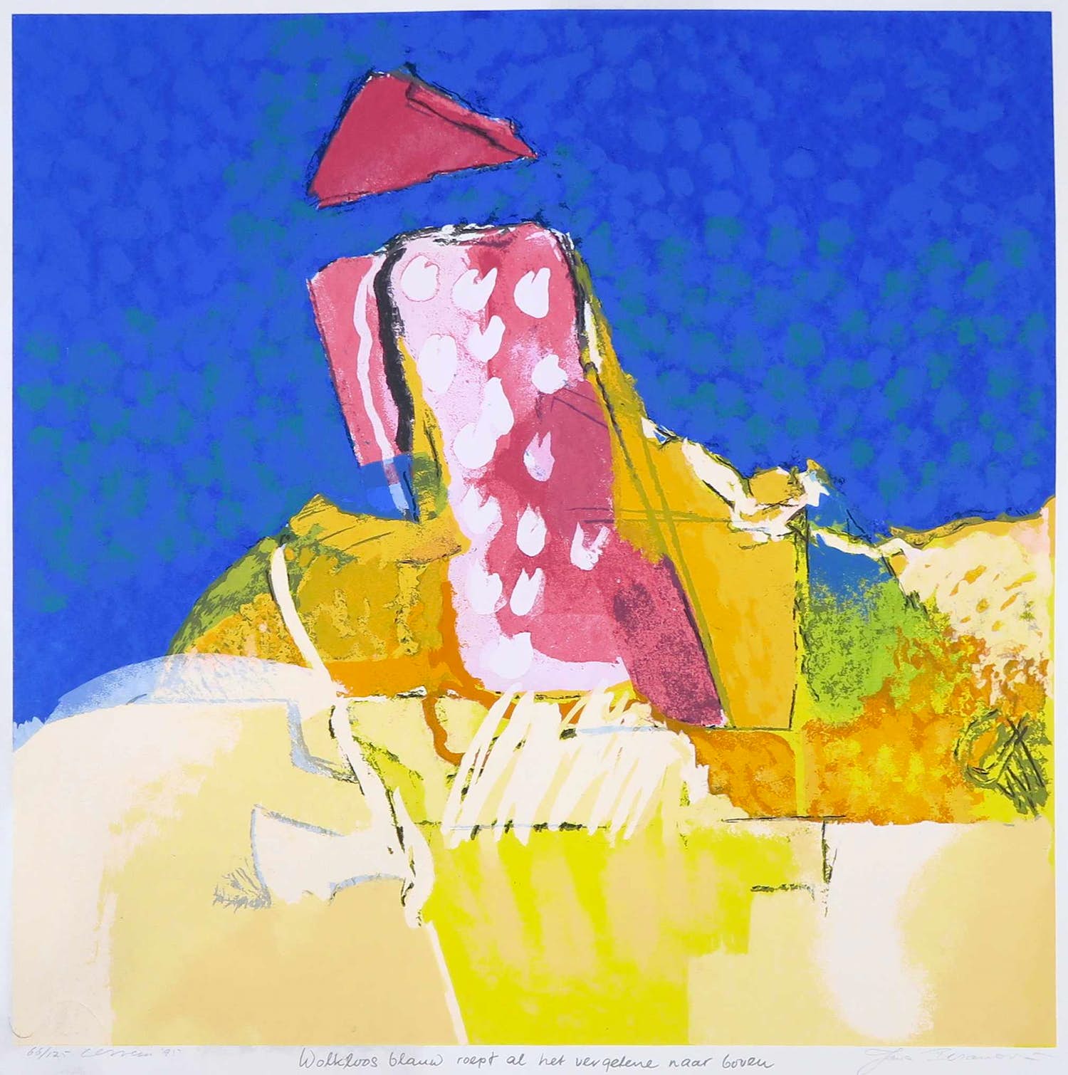 Henk van Vessem - Zeefdruk, Wolkloos blauw kopen? Bied vanaf 1!