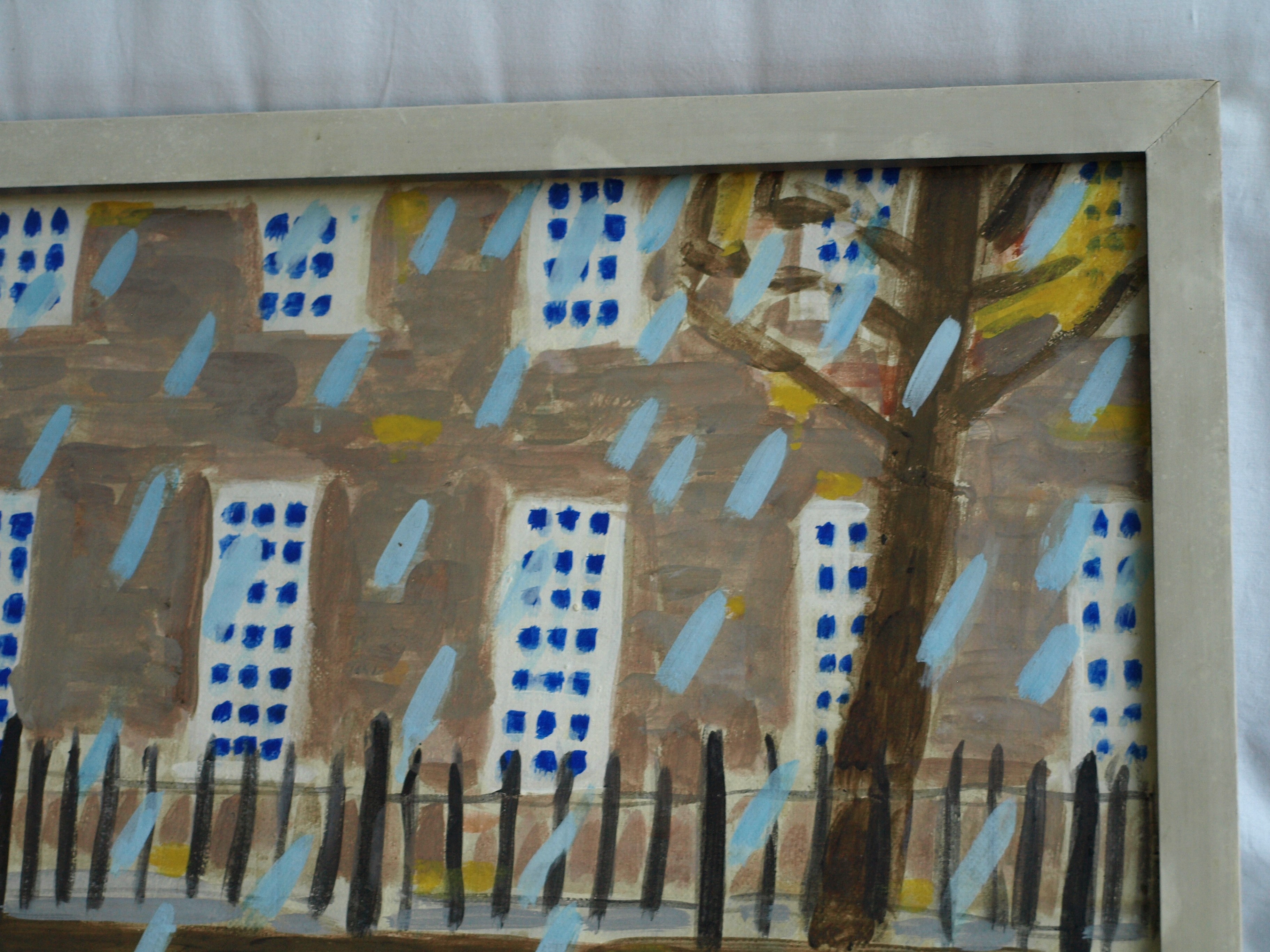 Wendelien Schonfeld - Tempera , Regen V – gesigneerd & ingelijst – ca 1985 kopen? Bied vanaf 50!