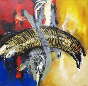 Hans Vanhorck - Olieverf op doek, Abstract painting (Groot) verkocht voor € 450!