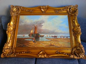 Niet of onleesbaar gesigneerd - Botters op het strand - Gesigneerd, P. Goossens kopen? Bied vanaf 10!