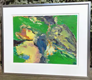 Jan Commandeur - Abstracte compositie, olieverf op karton (mooi ingelijst) kopen? Bied vanaf 295!