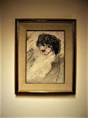 Aat Veldhoen - Bijzonder jaren 60 olieverf - portret vrouw (Fong Leng?) - gesigneerd verkocht voor € 290!