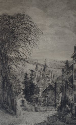 Eugene Rensburg - Ets , La Rue Brixhe, Spa, België – ca. 1910 kopen? Bied vanaf 20!