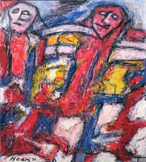 Pieter Haan - Acryl op doek, Twee figuren kopen? Bied vanaf 1!