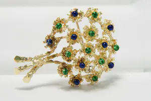 Acheter26 - 18 karaats geelgouden bloemenboeket broche? Enchérissez de 1490!