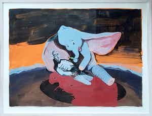 Rinke Nijburg - Gouache: 'Greenbud' - Ingelijst (Zeer groot) verkocht voor € 240!