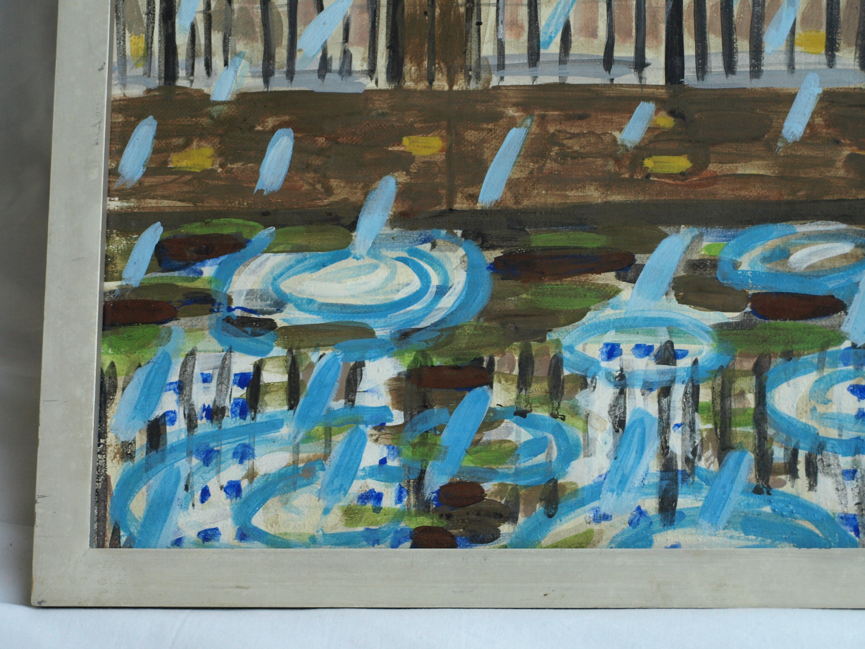 Wendelien Schonfeld - Tempera , Regen V – gesigneerd & ingelijst – ca 1985 kopen? Bied vanaf 50!