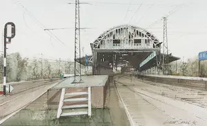 Ciano Siewert - Aquarel, Station Haarlem - Ingelijst kopen? Bied vanaf 1!