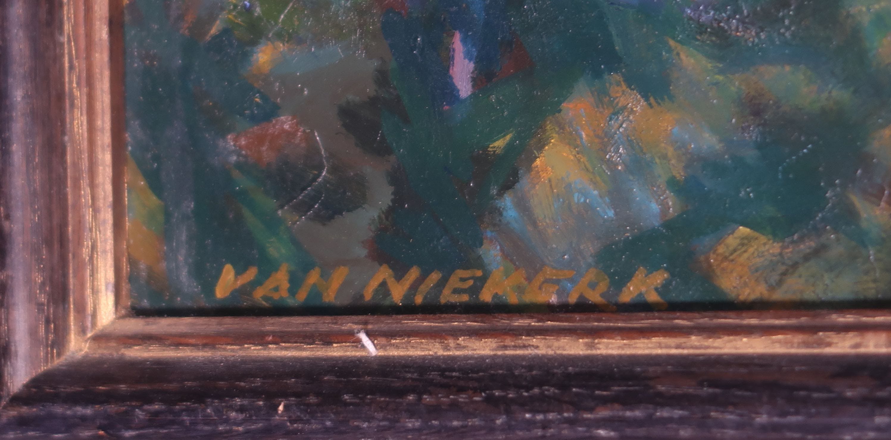 Carl C. van Niekerk - Olieverf op board, Kasteeltje in heuvelachtig landschap - Ingelijst kopen? Bied vanaf 50!