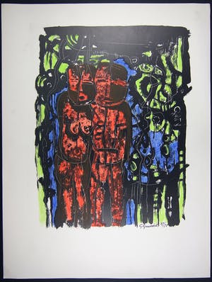 Gerard Grassere - “Nieuw Guinea”, Papoea man en vrouw, 40x53 cm, c1975, Nr 37/75. kopen? Bied vanaf 35!