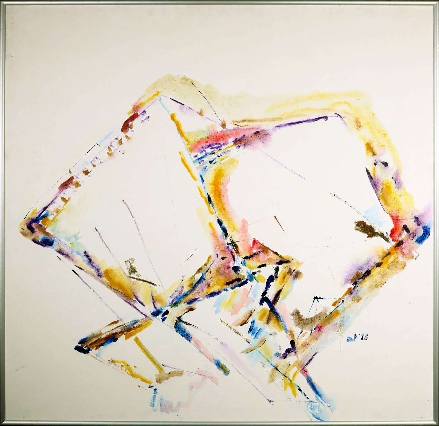 Mark Polee - Acryl op doek, Ruit compositie - Ingelijst (Groot) kopen? Bied vanaf 1!