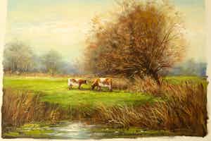 Toon Wildeboer - weidelandschap met koeien verkocht voor € 25!