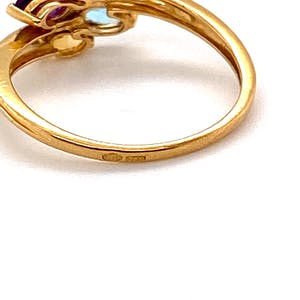 handgemaakte 18kt gouden ring met kleur edelstenen maat 54(17,5) 2,10 gr kopen? Bied vanaf 120!