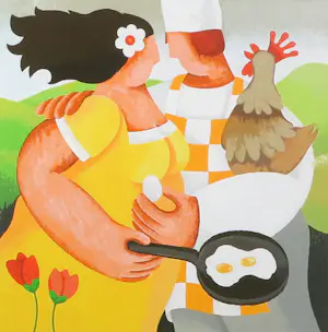 Yvonne Zomerdijk - Zeefdruk, Kakelvers - Ingelijst kopen? Bied vanaf 50!