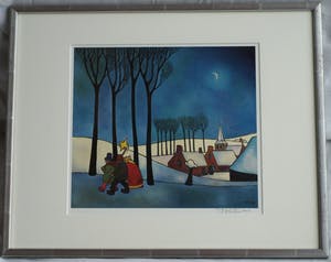Toon Tieland - Handgesigneerde prent , “Wintergezicht” - ingelijst – ca 1990 kopen? Bied vanaf 10!