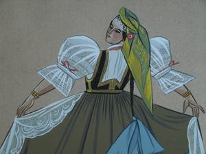 Zofia Stryjeńska - Gemende techniek , "Slask" , Silezië – gesigneerd & ingelijst – 1939 kopen? Bied vanaf 45!