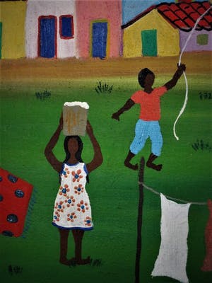 Niet of onleesbaar gesigneerd - Braziliaanse naieve kunst 1978 "Dorp bij Rio de Janeiro" gesigneerd kopen? Bied vanaf 10!