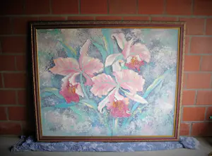 Lee Reynolds Burr - Groot bloemenschilderij kopen? Bied vanaf 175!