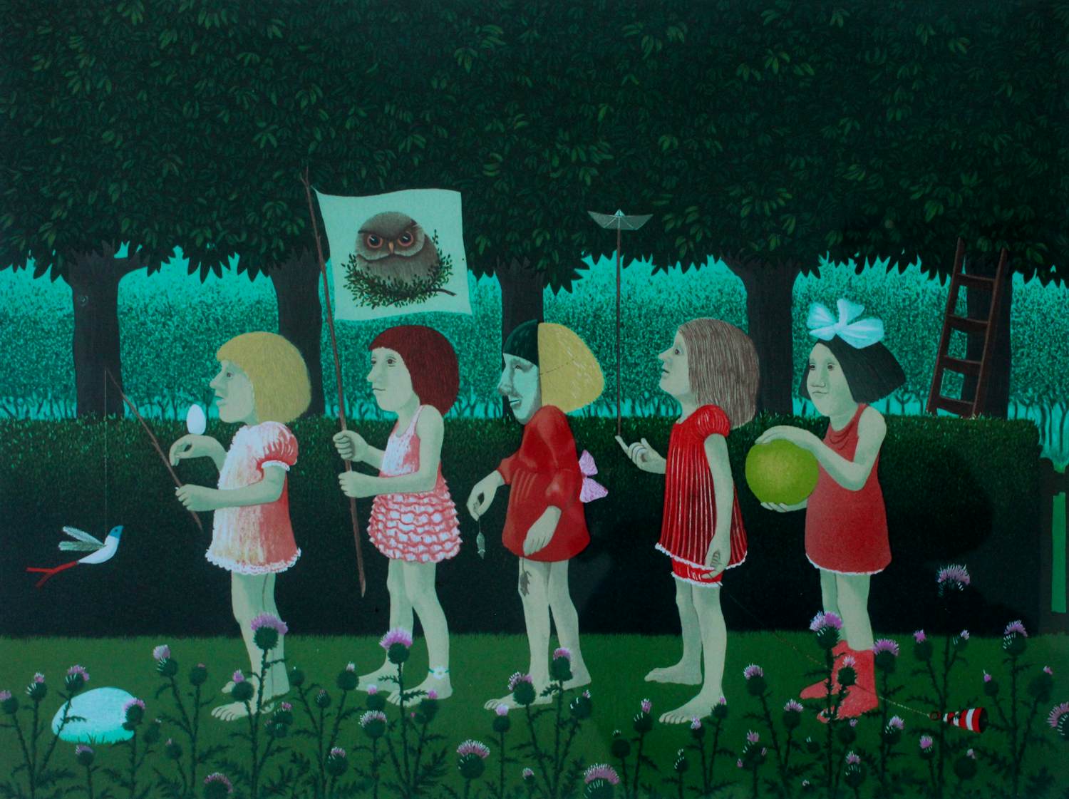 Dolf Zwerver - Ingelijste litho: Rhijnauwen 7 uur - 1971 verkocht voor € 349!