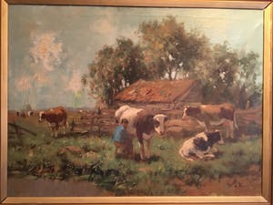 Cor Bouter - Cor Bouter (pseud. C.Verschuur), melkbocht, olie op doek kopen? Bied vanaf 625!