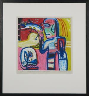 Henk Vierveijzer - Zeefdruk, Salamanders vangen - Ingelijst kopen? Bied vanaf 50!