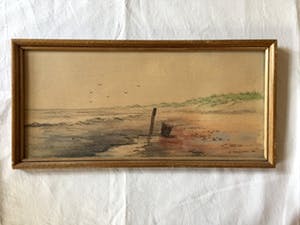 Niet of onleesbaar gesigneerd - Strandlandschap - Potloodtekening, Tekening kopen? Bied vanaf 10!