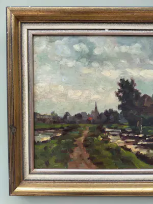 Piet van Wijngaerdt - Olieverf op paneel, gesigneerd, ca. 28 × 33,5 cm, landschap. kopen? Bied vanaf 100!