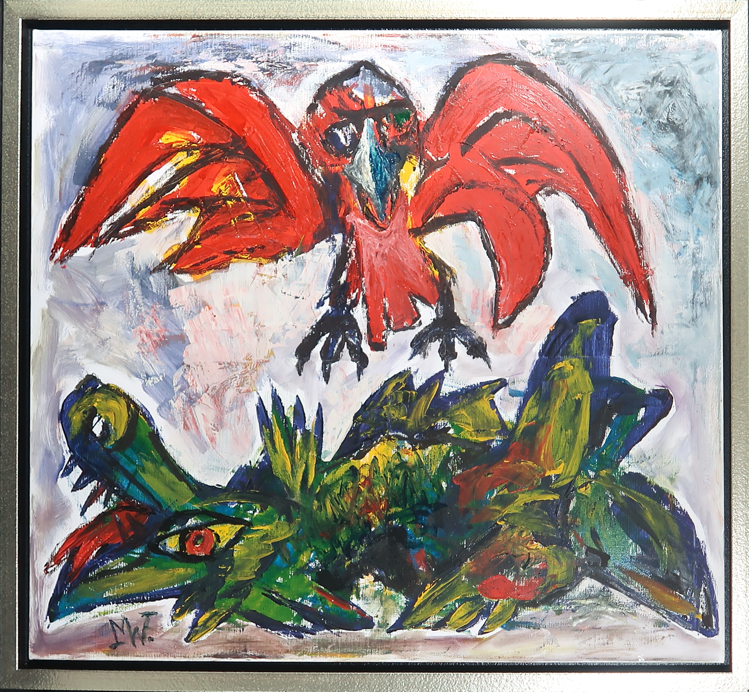 Martin van Wordragen - Olieverf op doek met boek, Oergevecht - Ingelijst (Groot) kopen? Bied vanaf 450!