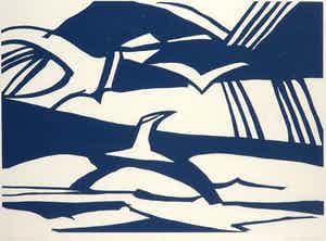 Paul Overhaus - Houtsnede op Japans papier, Vogels no.1 verkocht voor € 35!