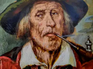 Maximilian Schultze Bertallo - Porträt eines alten Mannes mit Hut und Pfeife "Tiroler" kopen? Bied vanaf 120!