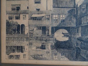 Niet of onleesbaar gesigneerd - Pentekening , “Achtergevels bocht te Enkhuizen” kopen? Bied vanaf 10!