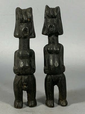 Baule - 201020 - Very Old and Rare Tribal used African 2 Baule figure - Iv. Coast. kopen? Bied vanaf 65!