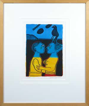 Corneille - Litho, l'ete des oiseaux - Ingelijst verkocht voor € 150!