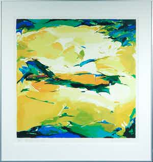 Marion Bakker - Zeefdruk, Paesaggio dei fiori - Ingelijst verkocht voor € 1!