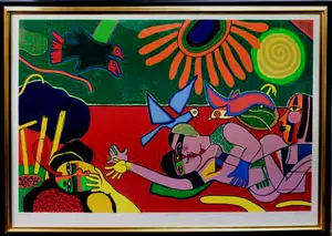 Corneille - Ingelijste kleurenzeefdruk: Les amoureux - 1993(Groot werk!) kopen? Bied vanaf 1150!