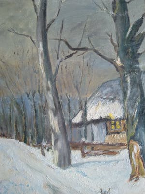 Niet of onleesbaar gesigneerd - Winterlandschap - Olieverf op doek op paneel - Hollandse School kopen? Bied vanaf 1!
