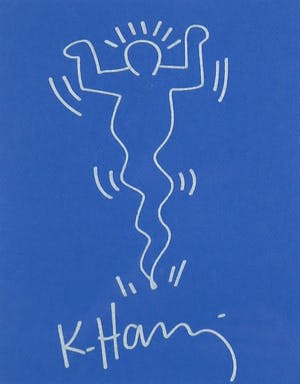 Keith Haring - Tekening in zilveren stift, Apocalypse - Ingelijst kopen? Bied vanaf 2650!