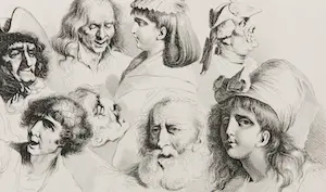 Jean Jacques Boissieu - Ets, Studie van negen hoofen kopen? Bied vanaf 1!