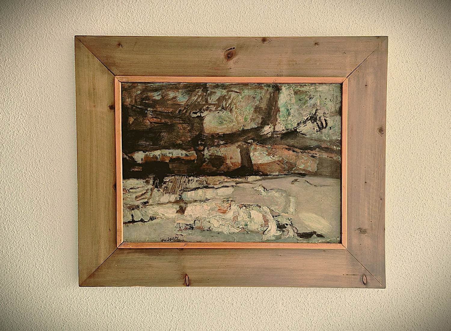 Dirk ten Hoedt - 1968 - galerie Siau Amsterdam - expressionistisch olieverf "vierkante wolken" verkocht voor € 20!