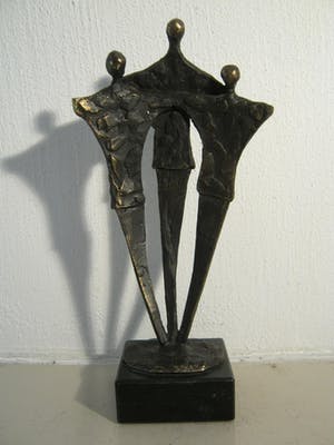 Brons (Onbekend) - Sculptuur - "Schouder aan Schouder" - gesigneerd kopen? Bied vanaf 60!