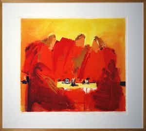 Wil Willemsen - Zeefdruk, Red management - Ingelijst (Groot) verkocht voor € 50!