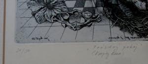 Jan Krejci - Ingelijste ets: Empty Room - 1987 kopen? Bied vanaf 75!