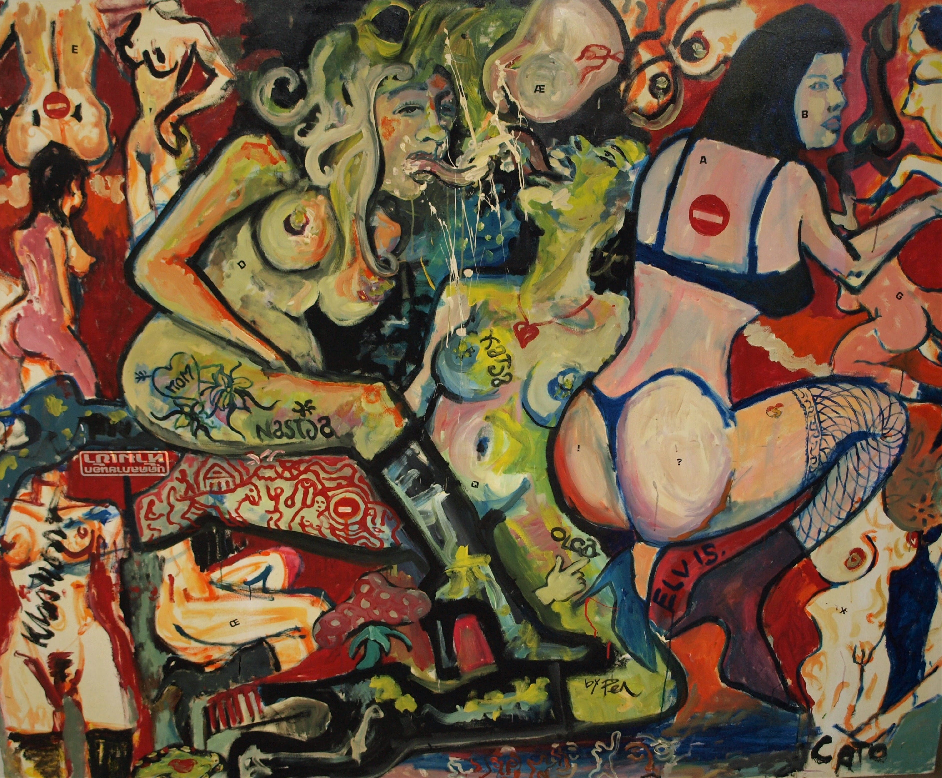 Peter Klashorst - Acrylverf op doek – “Billen” – Zeer GROOT - ca. 1995 kopen? Bied vanaf 1!