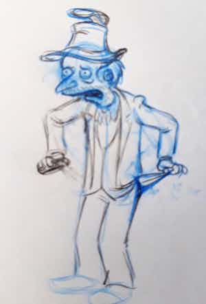 Matt Groening - originele productie tekening, The Simpsons, Mister Burns, ingelijst verkocht voor € 70!