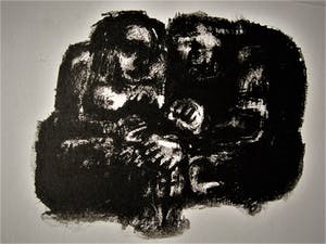 Kees Buurman - graficus, dichter, schilder en glazenier - Litho - "verliefd stel" gesigneerd kopen? Bied vanaf 10!