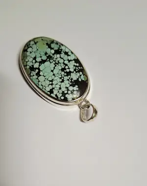 In nieuwstaat zilveren hanger met Spider web Green Turquoise kopen? Bied vanaf 75!